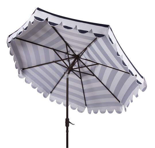 Ramona 9Ft Crank Umbrella in Navy &#x26; White